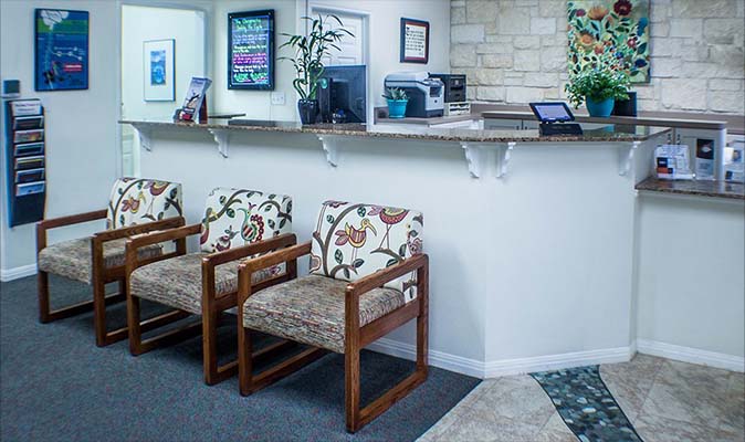 Chiropractic Austin TX Front Desk and Chairs